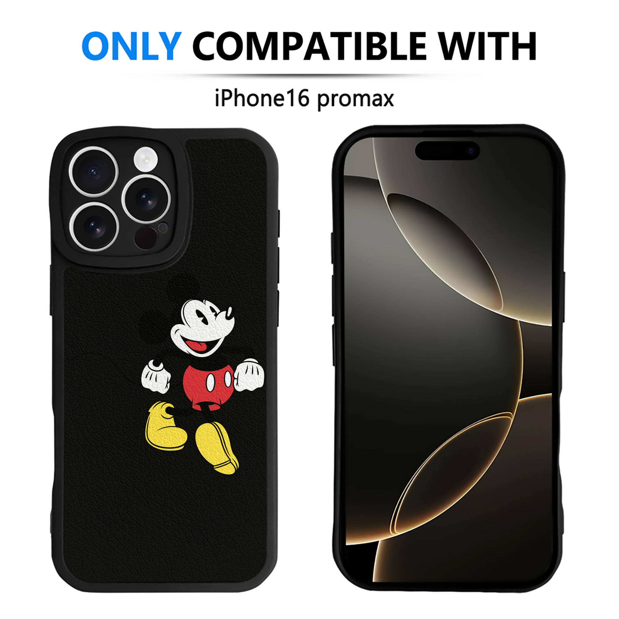 （画像用） ミッキーマウス Mickey Mouse 【iPhone 16シリーズ対応】シリコンスマホケース（レザー調） 材質：シリコン